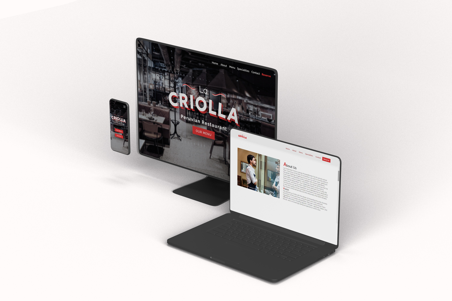 La Criolla website Mockup